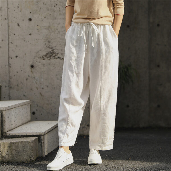 Linen Washed Artistic Women's Pants Baggy Pants - Image 7