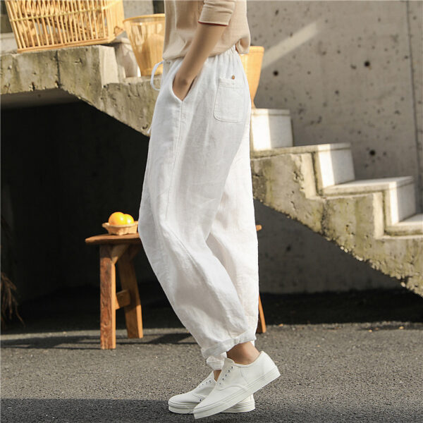 Linen Washed Artistic Women's Pants Baggy Pants - Image 3